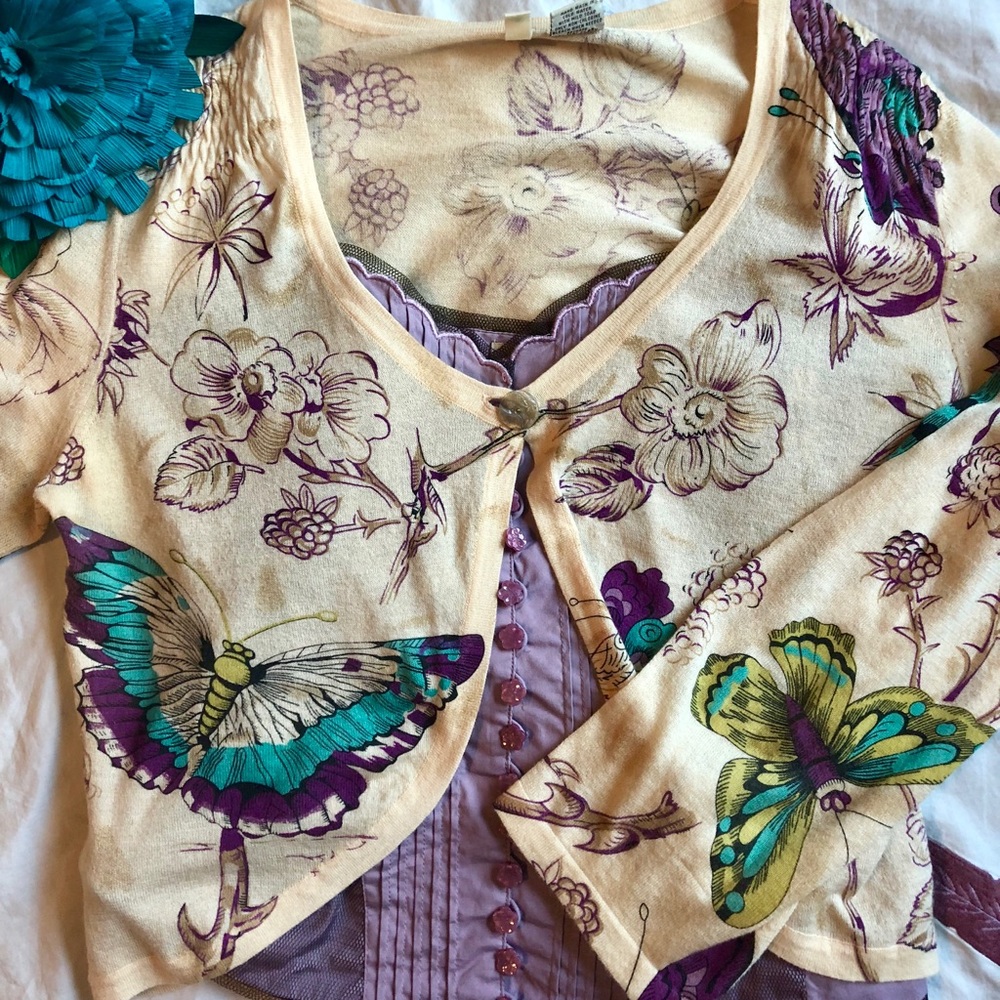 Anthropologie Moth Cropped Cardigan, Large